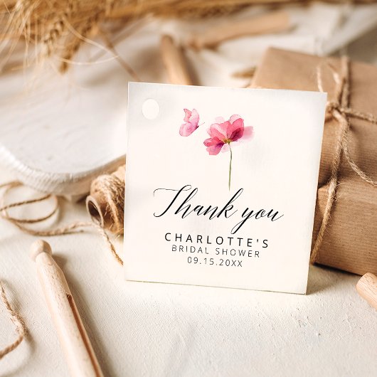 Butterfly Pink Floral Brautparty Vielen Dank Geschenkanhänger