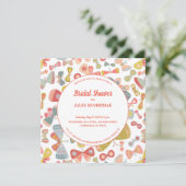 Butterfly Pink Green Brautparty Einladung (Stehend Vorderseite)