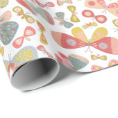 Butterfly Pink Green Geschenkpapier (Rolleneckpunkt)