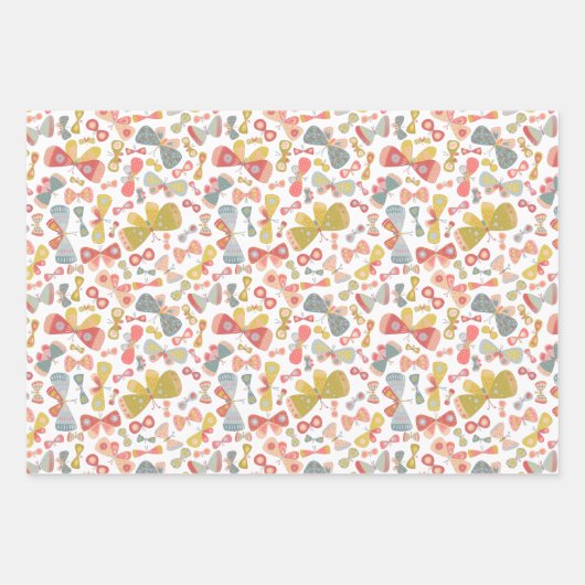 Butterfly Pink Green Geschenkpapier Set (Vorderseite 3)