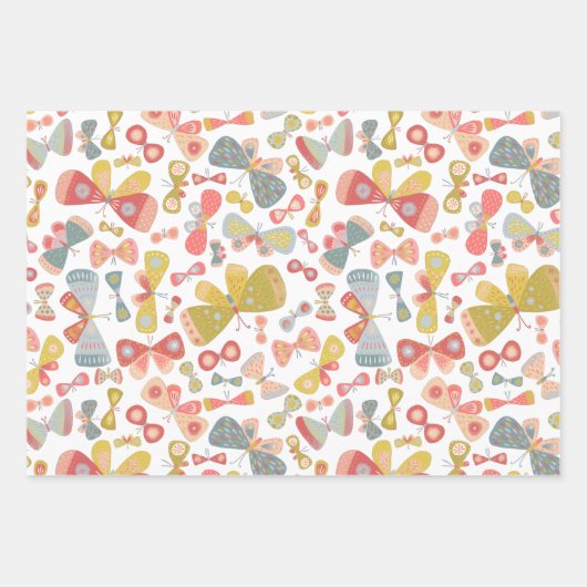 Butterfly Pink Green Geschenkpapier Set (Vorderseite)