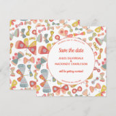 Butterfly Pink Green Save The Date (Vorne/Hinten)