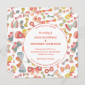 Butterfly Pink Green Wedding Einladung (Vorne/Hinten)