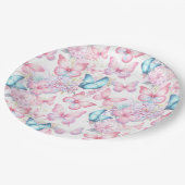 Butterfly Pink Lila Blue Summer Party Pappteller (Schrägansicht)