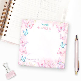 Butterfly Pink Lila Blumenname Post-it Klebezettel