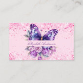 Butterfly Pink lila QR Code Foto Social Media Visitenkarte (Vorderseite)
