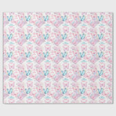 Butterfly Pink Lila Summer Birthday Name Text Geschenkpapier (Flach)