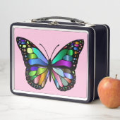 BUTTERFLY PINK METAL RETRO LUNCHBOXE METALL BROTDOSE (Beispiel)