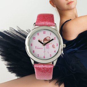 Butterfly Pink Modern Boho Ballerina Armbanduhr