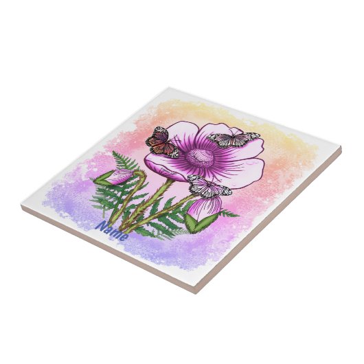 Butterfly Pink Poppy  Fliese (Seite)