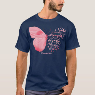 Butterfly Pink Ribbon Brustkrebs Religiöse Frau T-Shirt
