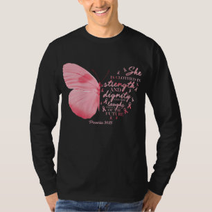 Butterfly Pink Ribbon Brustkrebs Religiöse Frau T-Shirt