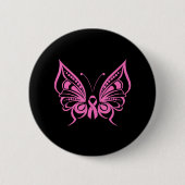 Butterfly Pink Ribbon Niedlicher Brustkrebs Button (Vorderseite)