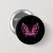 Butterfly Pink Ribbon Niedlicher Brustkrebs Button (Vorne & Hinten)