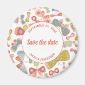 Butterfly Pink Save the Date grün Magnet (Vorne)