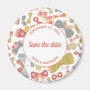 Butterfly Pink Save the Date grün Magnet