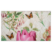 Butterfly Pink Tulip Rosa Herz Blumengestein Stoff (Fat Quarter (45,7 x 55,9 cm))