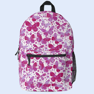 Butterfly Pink Watercolor Bedruckter Rucksack