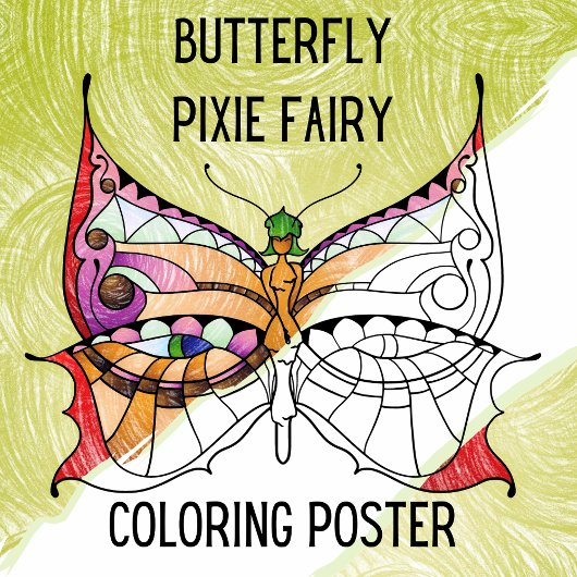 Butterfly Pixie Fairy - Niedliches Farbposter für  Poster