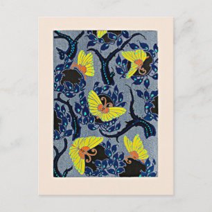 Butterfly Pochoir, Art Nouveau-Muster, Postkarte