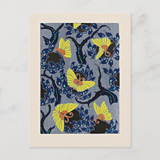 Butterfly Pochoir, Art Nouveau-Muster, Postkarte (Vorderseite)