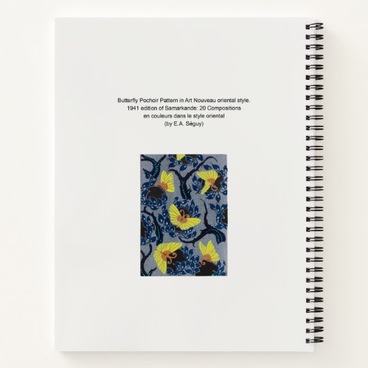 Butterfly-Pochoir-Muster im Jugendstil Notizblock (Rückseite)