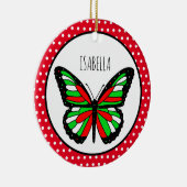 Butterfly Polka Dot Personalisiert Weihnachten Keramik Ornament (Rechts)