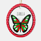 Butterfly Polka Dot Personalisiert Weihnachten Keramik Ornament (Links)