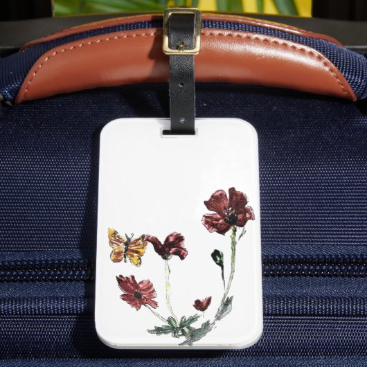 Butterfly Poppy-Blume Gepäckanhänger (Vorderseite Insitu 2)