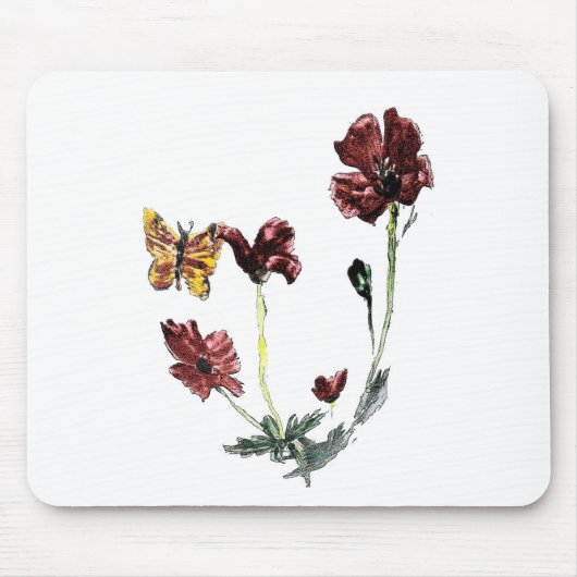 Butterfly Poppy-Blume Mousepad (Vorne)