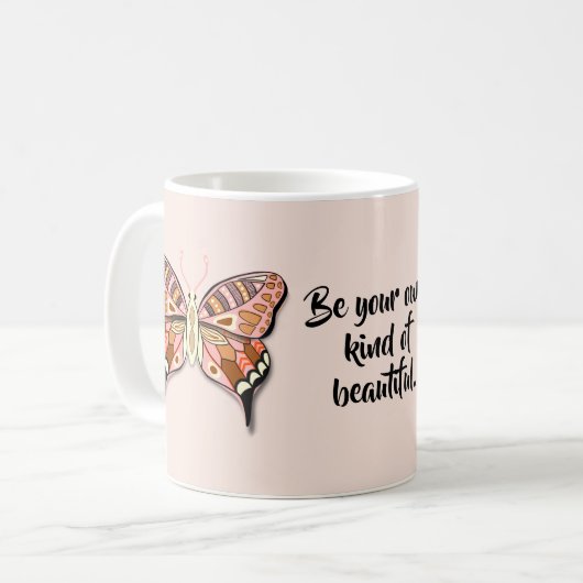 Butterfly-positives Zitat Kaffeetasse (Vorderseite Links)