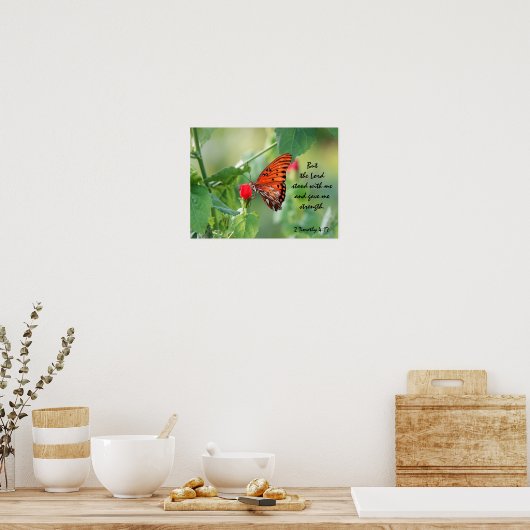 Butterfly Poster mit Verse über Gottes Stärke (Küche)