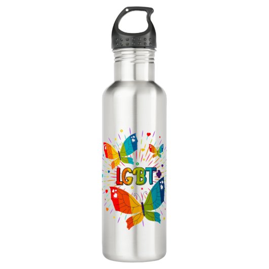 Butterfly Pride Liebe ist Liebe LGBT Awareness Edelstahlflasche (Vorderseite)