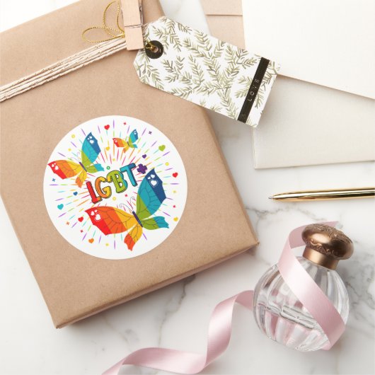 Butterfly Pride Liebe ist Liebe LGBT Awareness Runder Aufkleber (Schenken)