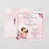 Butterfly Princess Baby Girl  Einladung (Vorne/Hinten)