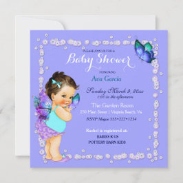 Butterfly Princess Baby Girl Lavender Einladung