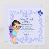 Butterfly Princess Baby Girl Lavender Einladung (Vorne/Hinten)