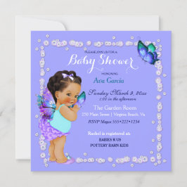 Butterfly Princess Baby Girl Lila Türkis Invi Einladung