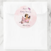 Butterfly Princess Baby Girl Pink Classic Round St Runder Aufkleber (Tasche)