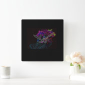 Butterfly Princess Square Wall Clock Quadratische Wanduhr (Zuhause)