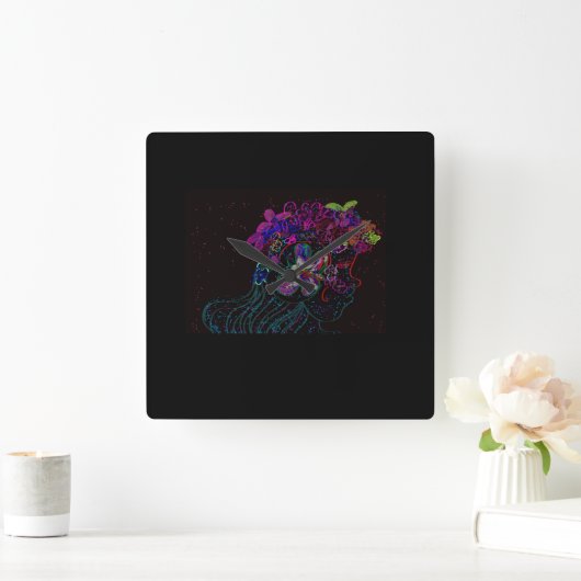 Butterfly Princess Square Wall Clock Quadratische Wanduhr (Zuhause)