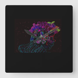 Butterfly Princess Square Wall Clock Quadratische Wanduhr