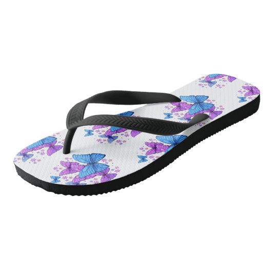 Butterfly Print Badesandalen (Schrägansicht)