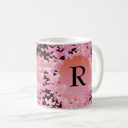 Butterfly Print mit Monogramm Kaffeetasse (VorderseiteRechts)
