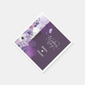 Butterfly Purple Floral Wedding Napkins Serviette (Ecke)