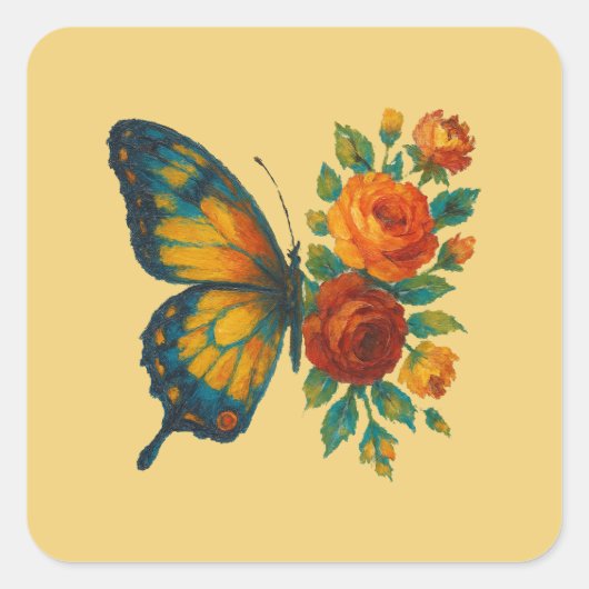 Butterfly Quadratischer Aufkleber (Vorderseite)