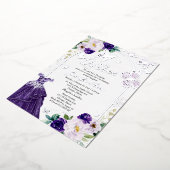 Butterfly Quince Dunkles Lila Kleid Silber Folieneinladung (Gedreht)