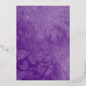 Butterfly Quince Dunkles Lila Kleid Silber Folieneinladung (Rückseite)