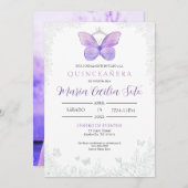Butterfly Quinceañera Einladung (Spanisch) (Vorne/Hinten)