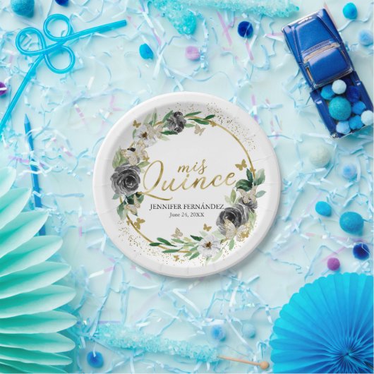 Butterfly Quinceanera Paper Teller Schwarze Flora (Party)